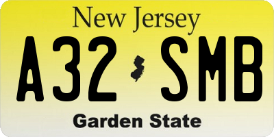 NJ license plate A32SMB