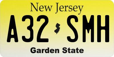 NJ license plate A32SMH