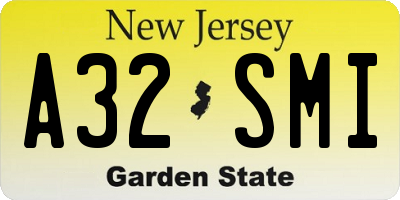 NJ license plate A32SMI