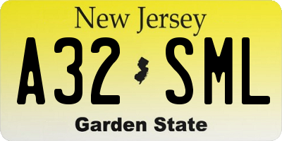 NJ license plate A32SML
