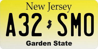 NJ license plate A32SMO