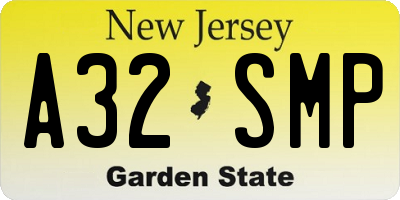 NJ license plate A32SMP