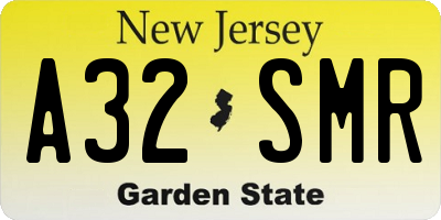 NJ license plate A32SMR