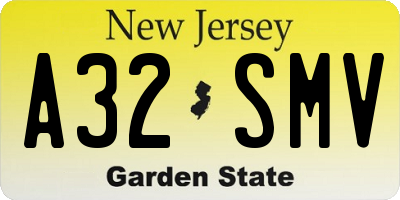NJ license plate A32SMV