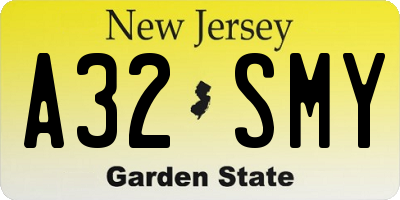 NJ license plate A32SMY