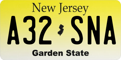 NJ license plate A32SNA