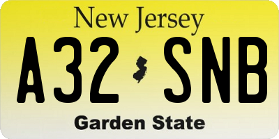 NJ license plate A32SNB