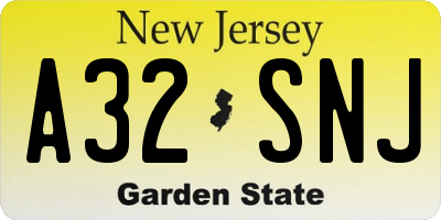 NJ license plate A32SNJ