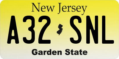 NJ license plate A32SNL