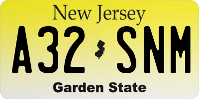 NJ license plate A32SNM