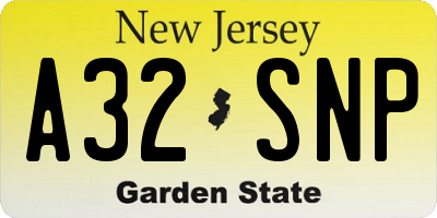 NJ license plate A32SNP