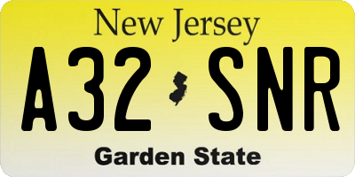 NJ license plate A32SNR