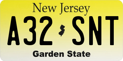 NJ license plate A32SNT