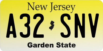 NJ license plate A32SNV