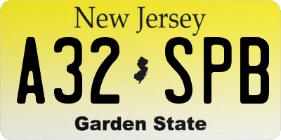 NJ license plate A32SPB