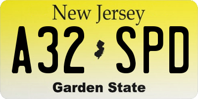 NJ license plate A32SPD