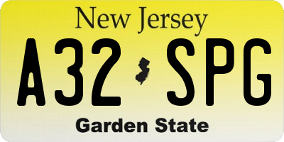 NJ license plate A32SPG
