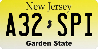 NJ license plate A32SPI