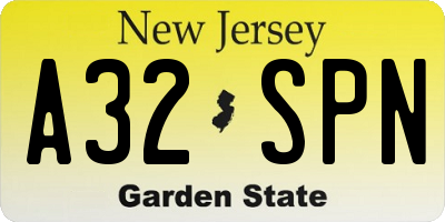NJ license plate A32SPN