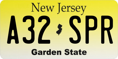NJ license plate A32SPR