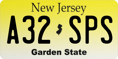 NJ license plate A32SPS