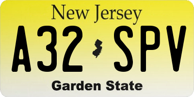 NJ license plate A32SPV