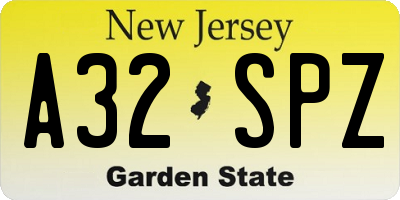 NJ license plate A32SPZ