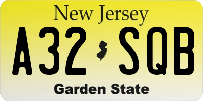 NJ license plate A32SQB