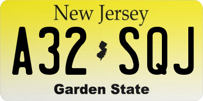 NJ license plate A32SQJ