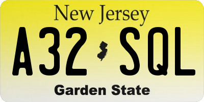 NJ license plate A32SQL