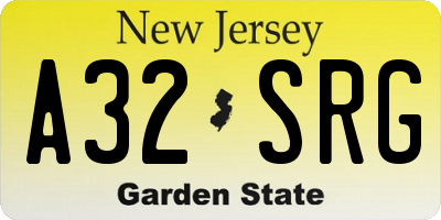 NJ license plate A32SRG