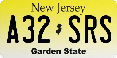 NJ license plate A32SRS