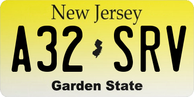 NJ license plate A32SRV