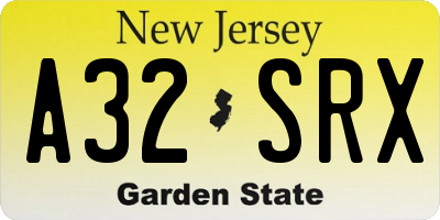 NJ license plate A32SRX