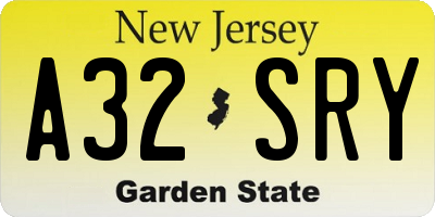 NJ license plate A32SRY