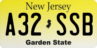 NJ license plate A32SSB