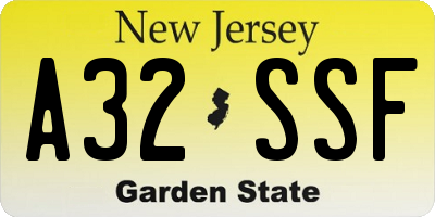 NJ license plate A32SSF
