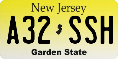 NJ license plate A32SSH