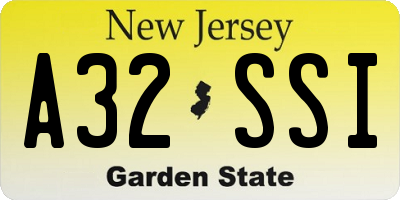 NJ license plate A32SSI