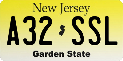 NJ license plate A32SSL