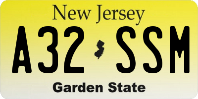 NJ license plate A32SSM