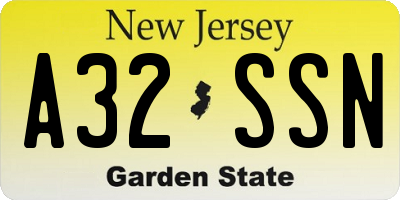 NJ license plate A32SSN