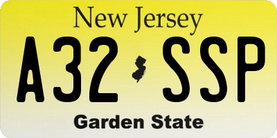 NJ license plate A32SSP