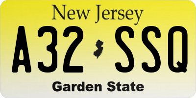 NJ license plate A32SSQ