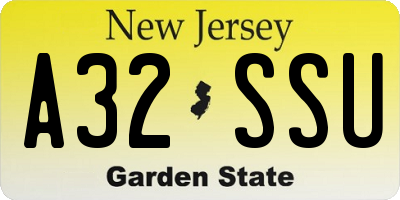 NJ license plate A32SSU
