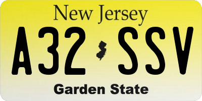 NJ license plate A32SSV