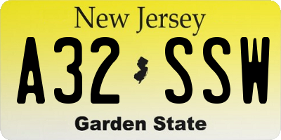 NJ license plate A32SSW