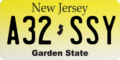 NJ license plate A32SSY