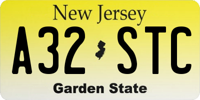 NJ license plate A32STC
