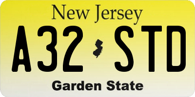 NJ license plate A32STD